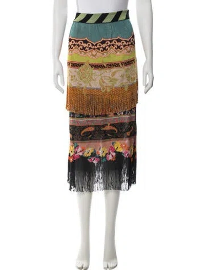 Pre-owned Etro Printed Midi Length Skirt W/ Tags In Black