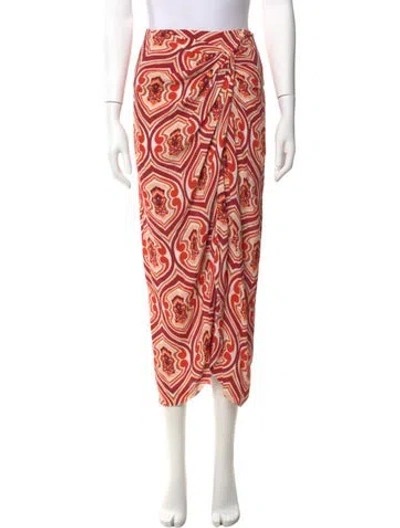 Pre-owned Etro Printed Midi Length Skirt W/ Tags In Orange
