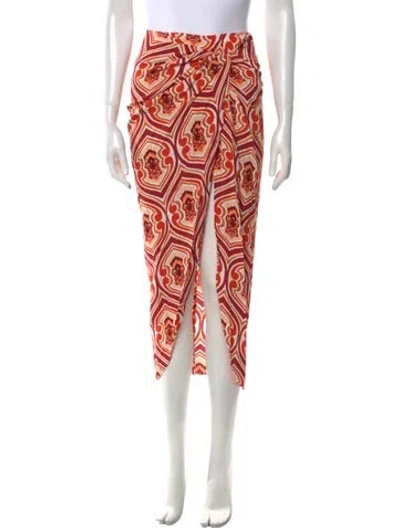 Pre-owned Etro Printed Midi Length Skirt W/ Tags In Red