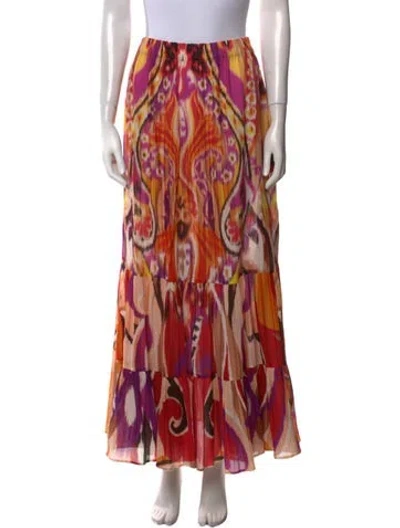 Pre-owned Etro Printed Midi Length Skirt In Yellow