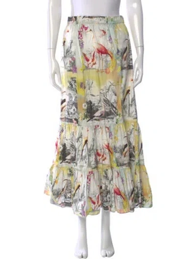 Pre-owned Etro Printed Midi Length Skirt In Yellow