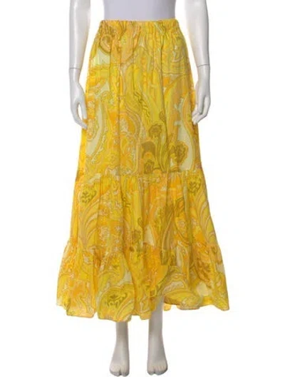 Pre-owned Etro Printed Midi Length Skirt In Yellow