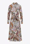 Etro Belted Paisley-print Cotton-voile Midi Shirt Dress In Multi