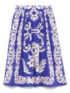 Etro Blue-white Paisley Midi Skirt In Blue