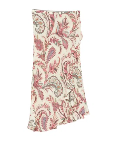 Etro Printed Midi Skirt In Brown