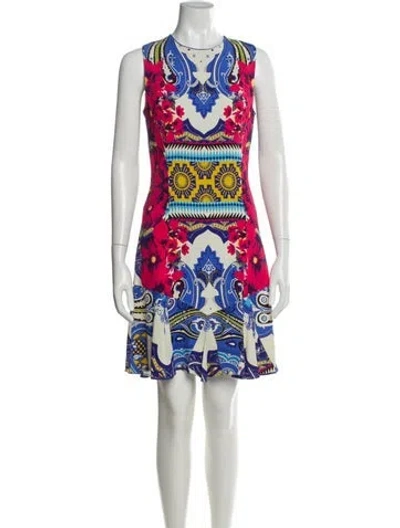 Pre-owned Etro Printed Mini Dress In Blue