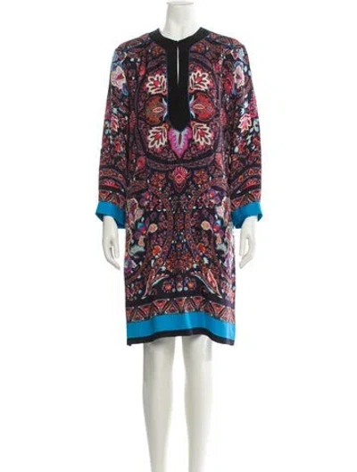 Pre-owned Etro Printed Mini Dress In Blue