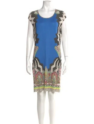 Pre-owned Etro Printed Mini Dress In Blue