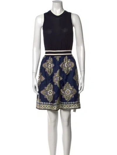 Pre-owned Etro Printed Mini Dress In Blue