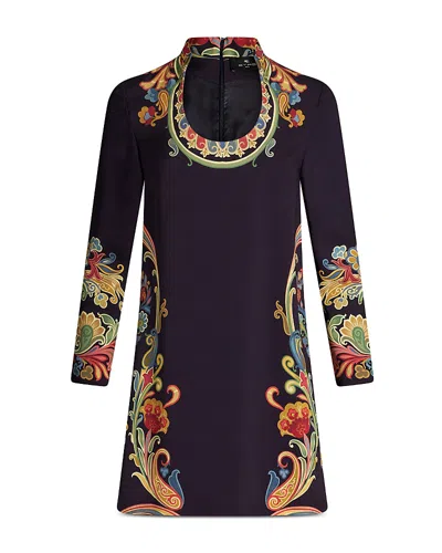 Etro Printed Mini Dress In Blue