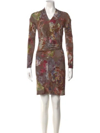 Pre-owned Etro Printed Mini Dress In Brown