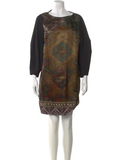 Pre-owned Etro Printed Mini Dress In Brown