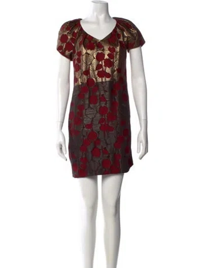 Pre-owned Etro Printed Mini Dress In Gold