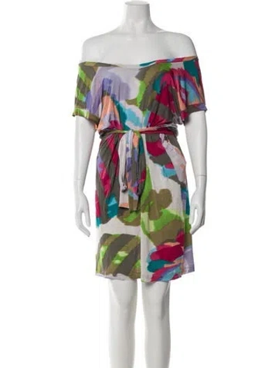 Pre-owned Etro Printed Mini Dress In Green
