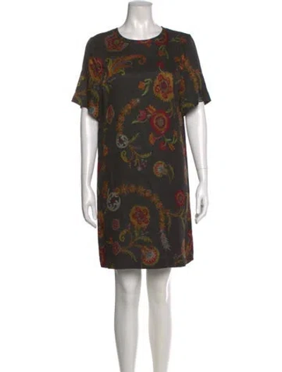 Pre-owned Etro Printed Mini Dress In Green