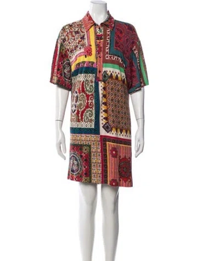Pre-owned Etro Printed Mini Dress In Green