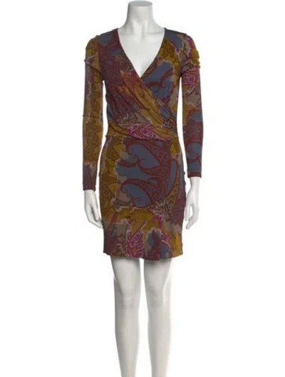 Pre-owned Etro Printed Mini Dress In Neutral