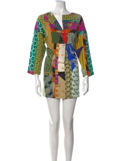 Pre-owned Etro Printed Mini Dress In Neutral