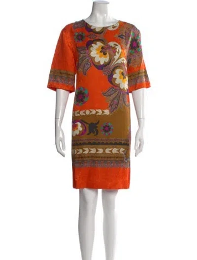 Pre-owned Etro Printed Mini Dress In Orange