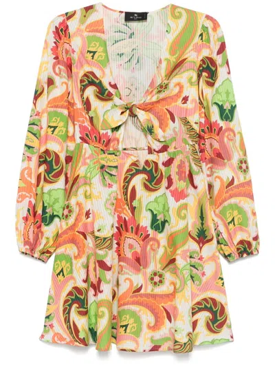 Etro Printed Mini Dress In Pink