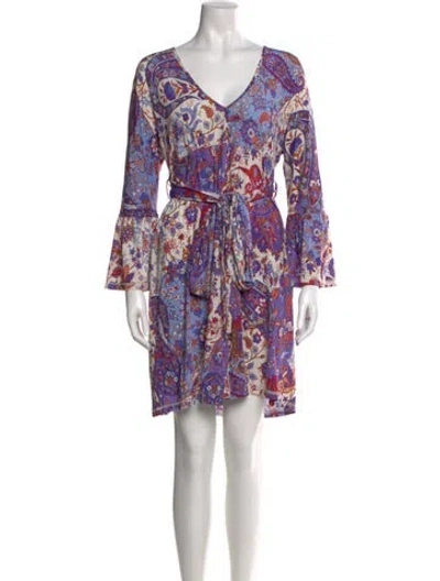 Pre-owned Etro Printed Mini Dress In Purple