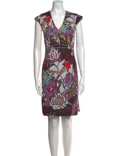 Pre-owned Etro Printed Mini Dress In Purple