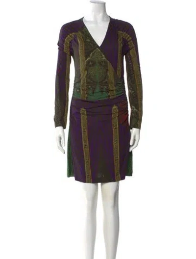 Pre-owned Etro Printed Mini Dress In Purple