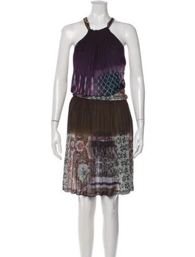 Pre-owned Etro Printed Mini Dress In Purple