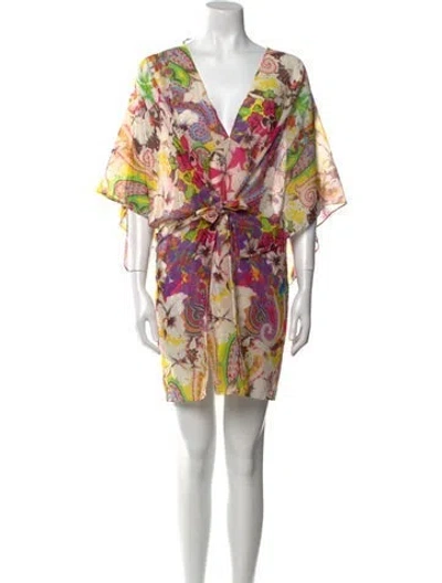 Pre-owned Etro Printed Mini Dress W/ Tags In Neutral