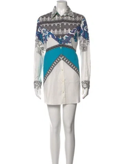 Pre-owned Etro Printed Mini Dress In White