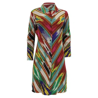 Pre-owned Etro Printed Mini Shirt Dress In Multicolor Silk In Brown