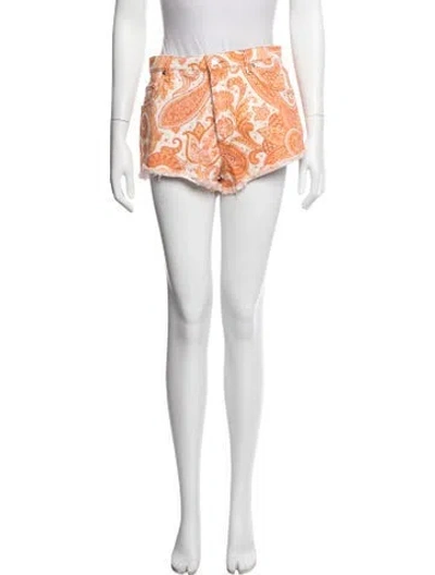 Pre-owned Etro Printed Mini Shorts In Orange
