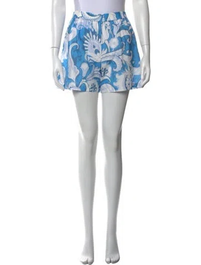 Pre-owned Etro Printed Mini Shorts W/ Tags In Blue