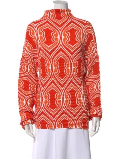 Pre-owned Etro Printed Mock Neck Top In Orange
