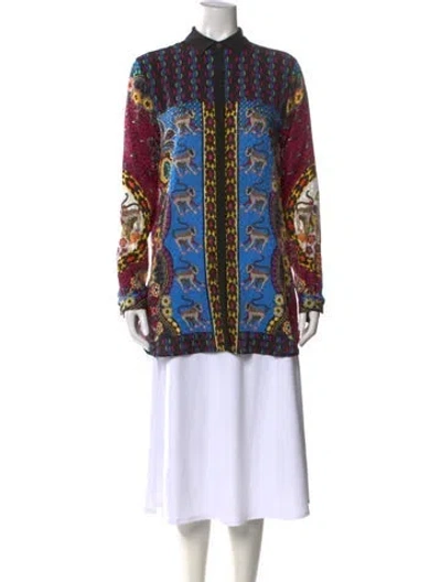 Pre-owned Etro Printed Mock Neck Tunic In Pink