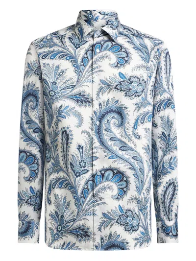 Etro Printed Nude Cotton Shirt In Multi