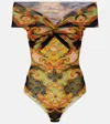 Etro Printed Off-shoulder Bodysuit In Multi