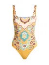 Etro Printed One-piece Swimsuit In Yellow