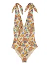 Etro Tie-shoulder Paisley-print Swimsuit In Neutral
