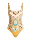 Etro Printed Onepiece Swimsuit In Orange