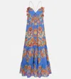 Etro Printed Open-back Cotton Voile Maxi Dress In Blue