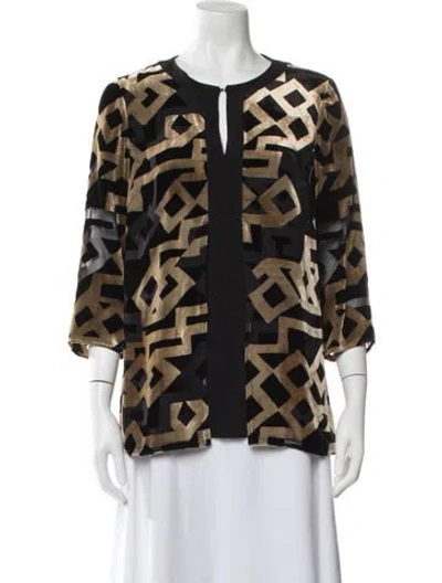 Pre-owned Etro Printed Open Front Blouse In Black