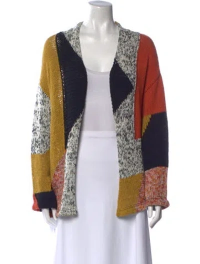 Pre-owned Etro Printed Open Front Sweater In Black