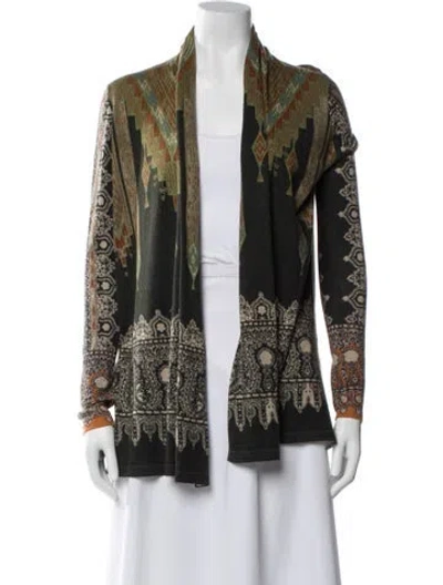 Pre-owned Etro Printed Open Front Sweater In Black