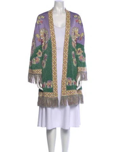 Pre-owned Etro Printed Open Front Sweater In Purple