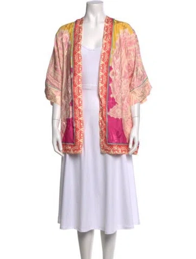 Pre-owned Etro Printed Open Front Top In Pink