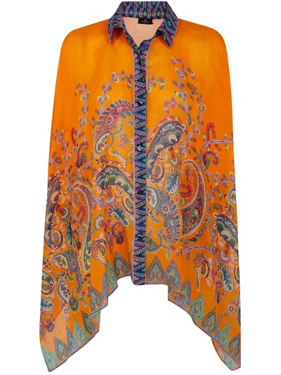 Etro Printed Oversized Shirt In White