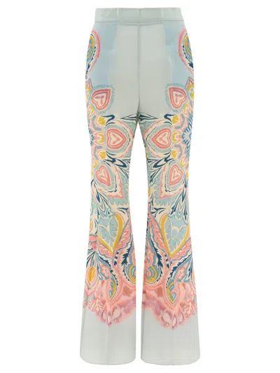 Etro Printed Palazzo Trousers In Blue