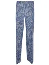 Etro High-waisted Cotton Gabardine Trousers With Floral Detailing