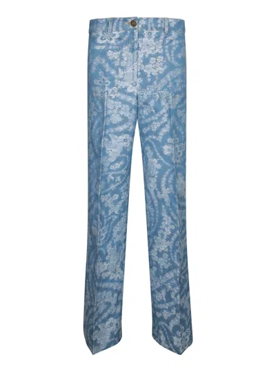 Etro Printed Pants In Blue